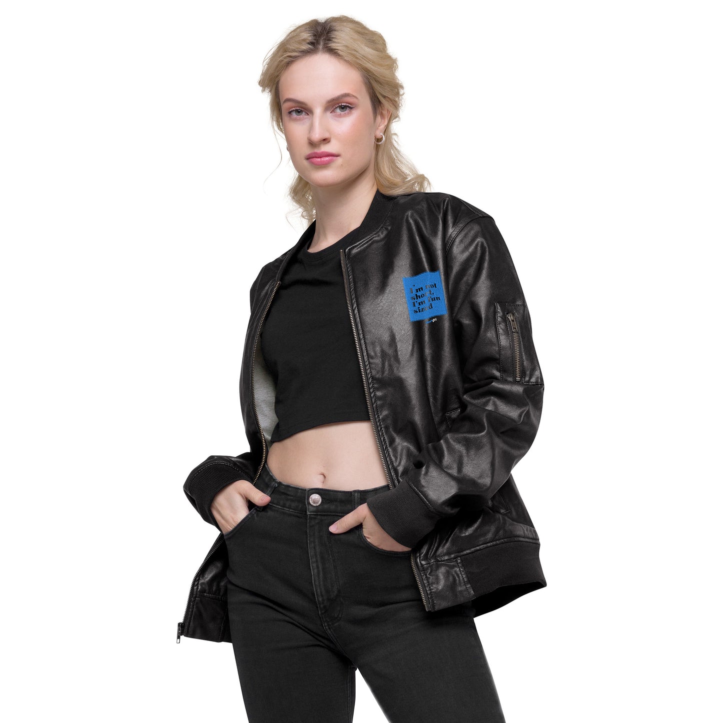 Leather Bomber Jacket - I'm not short, I'm fun sized