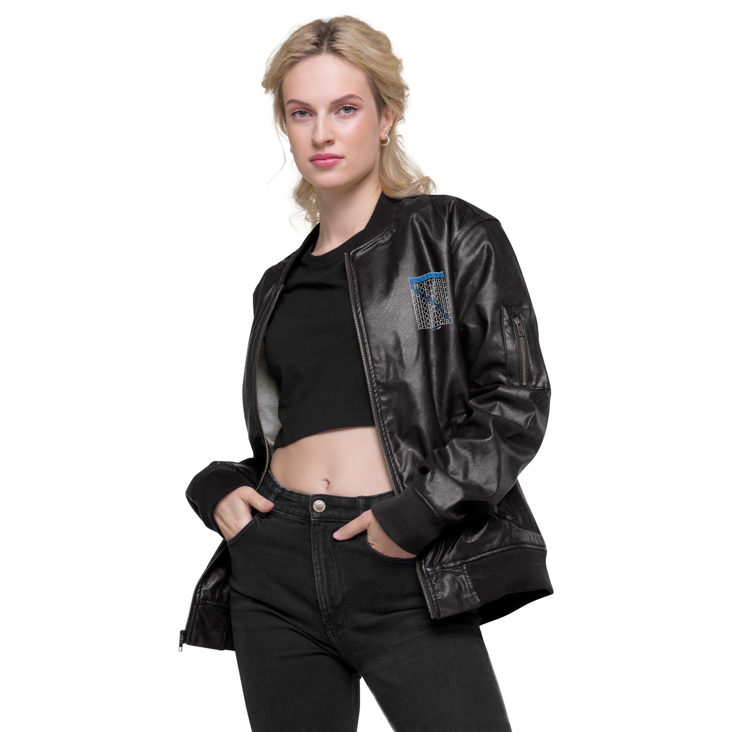 Leather Bomber Jacket - Proud to be a shortgirl
