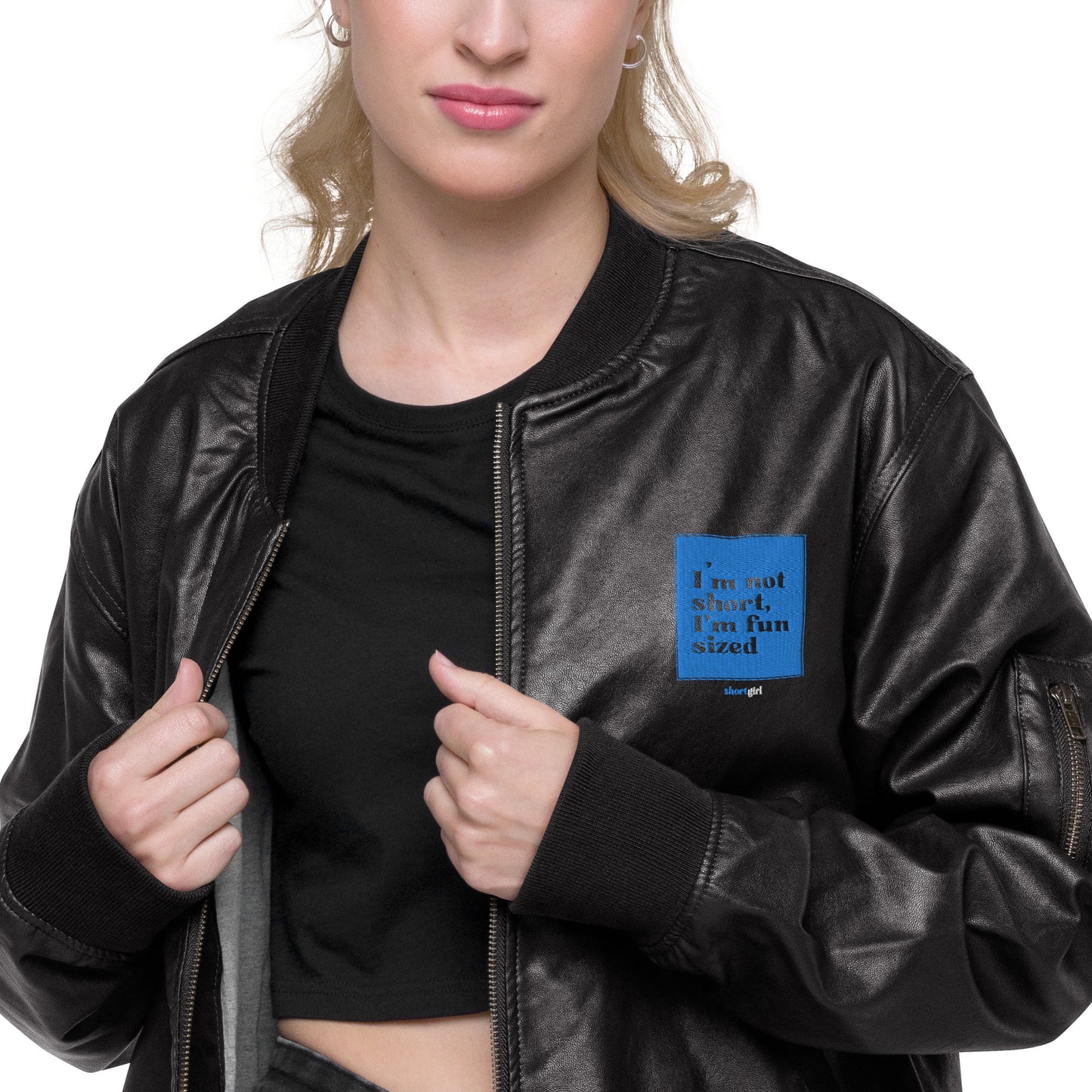 Leather Bomber Jacket - I'm not short, I'm fun sized