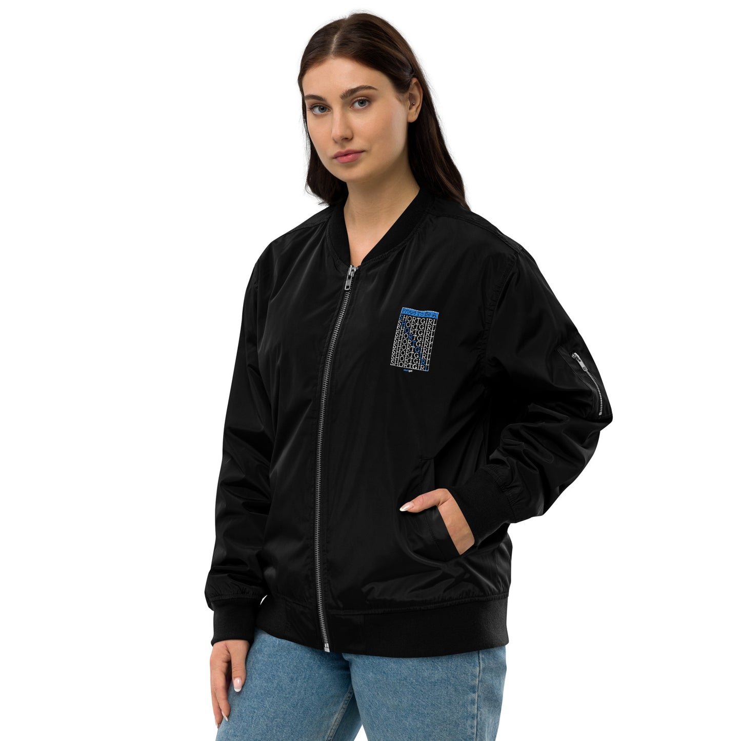 Premium recycled bomber jacket - Proud to be a shortgirl