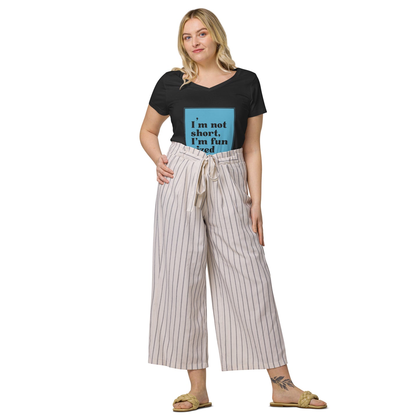 Women’s fitted v-neck t-shirt - I'm not short, I'm fun sized