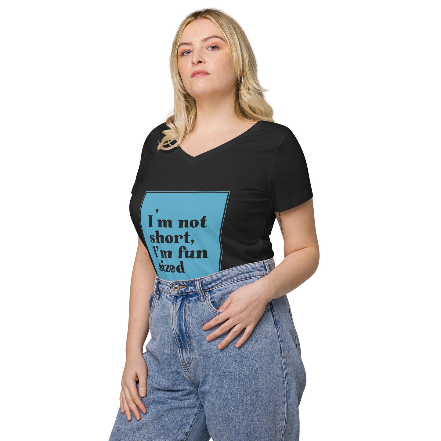 Women’s fitted v-neck t-shirt - I'm not short, I'm fun sized