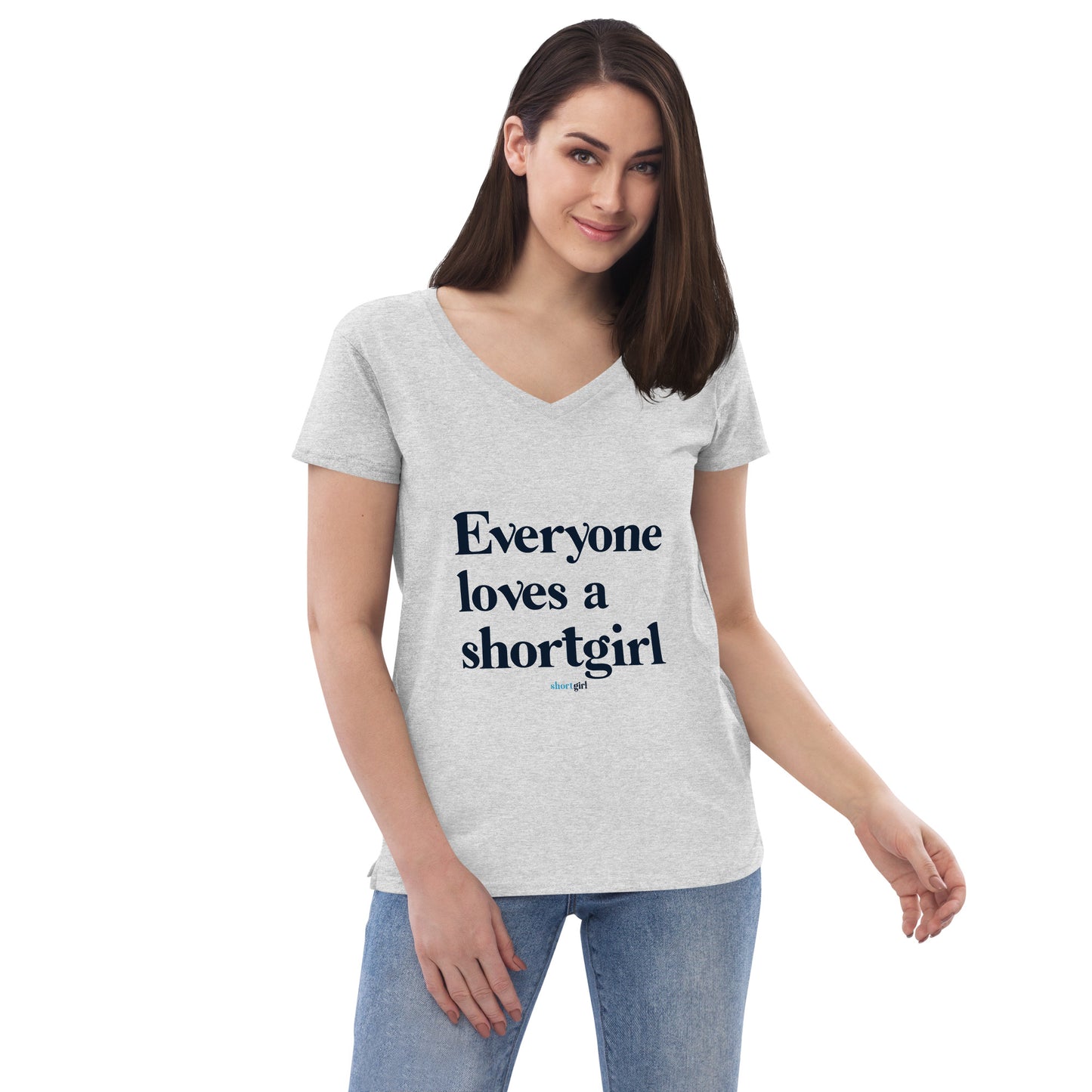 Women’s recycled v-neck t-shirt - Everyone Loves a shortgirl