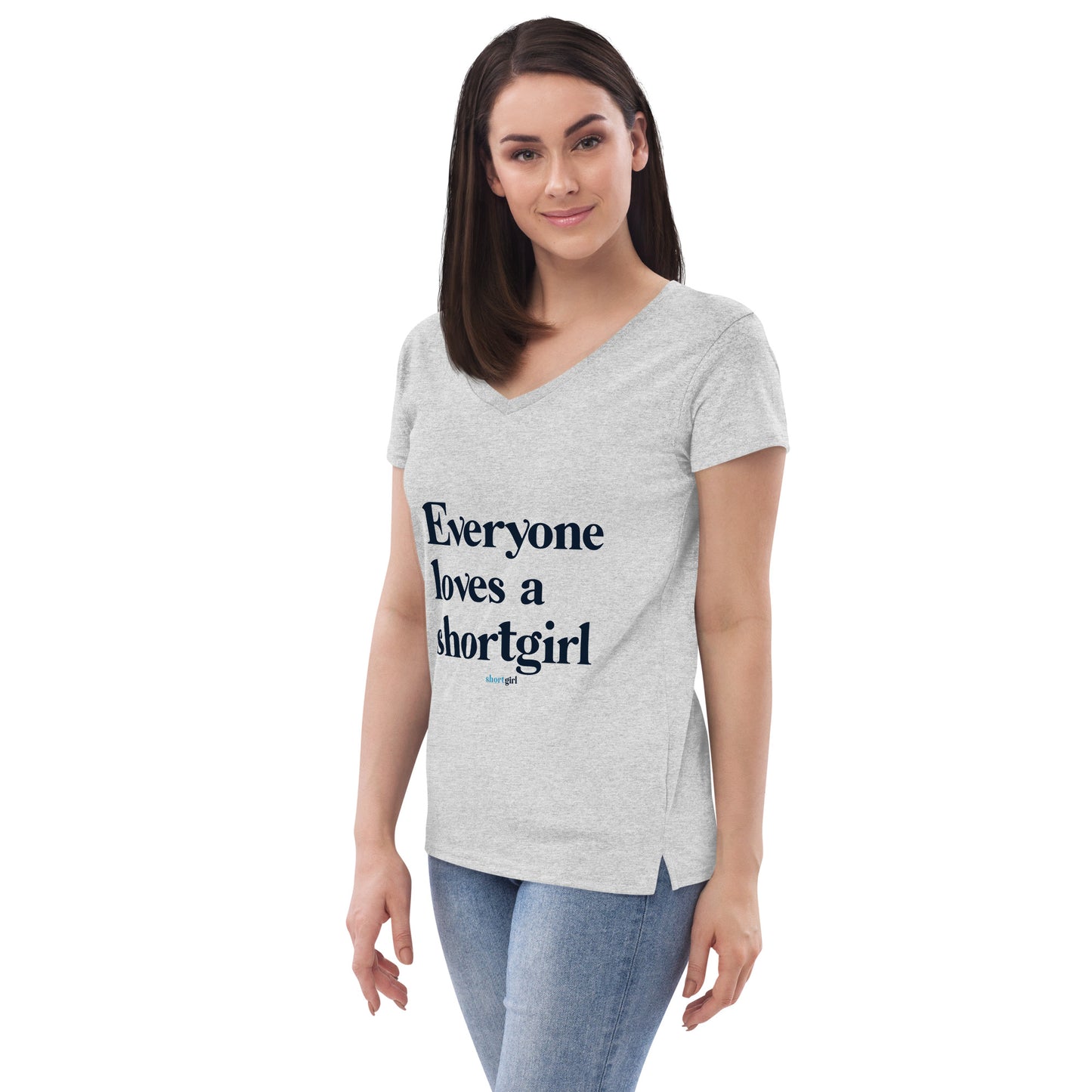 Women’s recycled v-neck t-shirt - Everyone Loves a shortgirl
