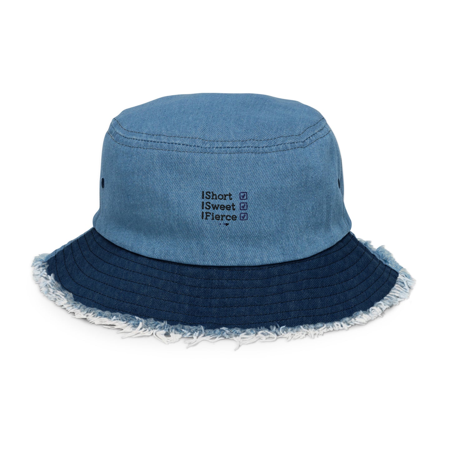 Distressed denim bucket hat - Short, Sweet, Fierce
