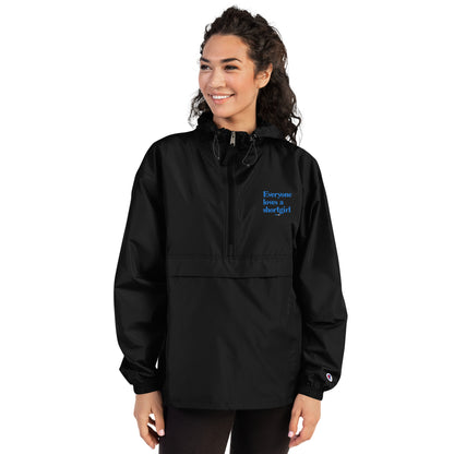 Embroidered Champion Packable Jacket - Everyone loves a shortgirl