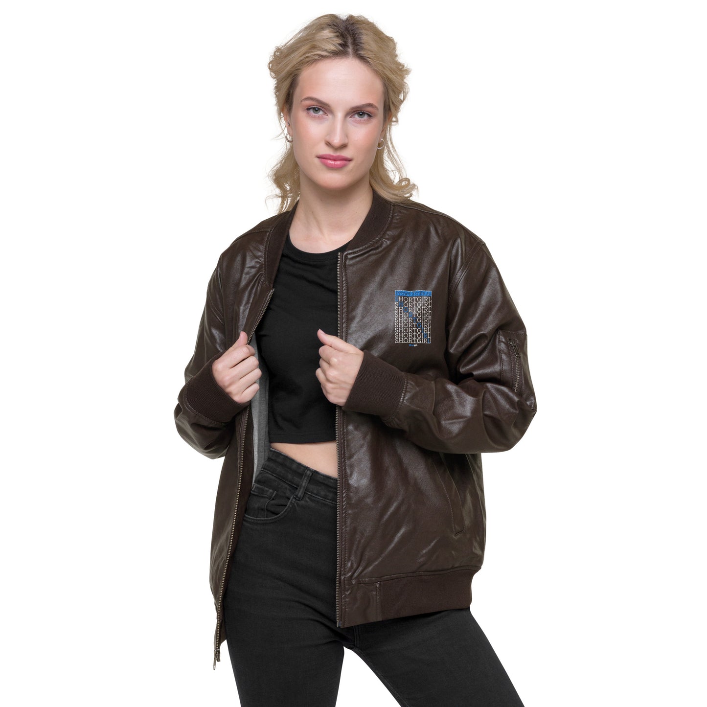 Leather Bomber Jacket - Proud to be a shortgirl